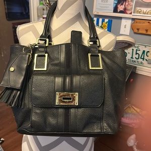 Steve Madden black purse with tassel key chain and change purse